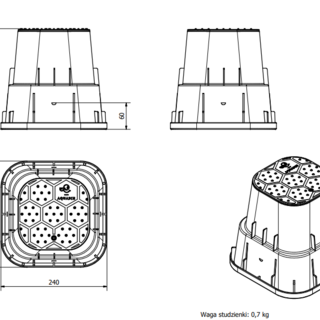 Studzienka mini kwadratowa na 1 elektrozawór